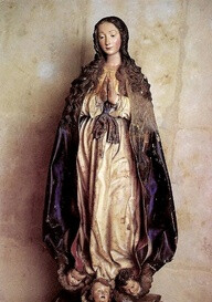 A baroque statue of Mary as the Immaculate Conception in the Museo del Convento de San Esteban in Salamanca, Spain.