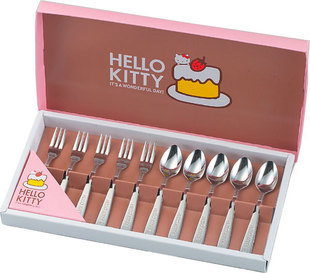 HELLO KITTY不锈钢甜品勺叉套装