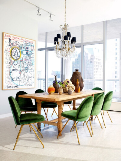 chairs, dustjacket attic: Emerald Green | Interiors | Chandelier