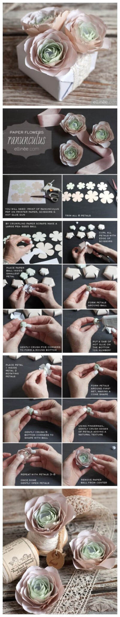 DIY礼品包装纸花教程