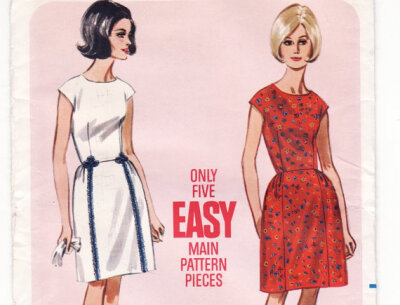 Vintage 1960s Sewing Pattern - Elegant Short Dress w/ Bell Skirt & Cap Sleeves, Polished Look, Easy to Make - Butterick 4291, Bust 34, Uncut