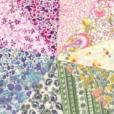 Pastel Rainbow Selection of 10 Gorgeous Liberty of London Fabric 5in Charm Squares