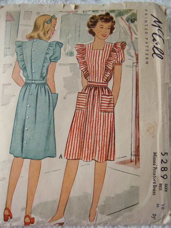 Vintage 1943 McCall 5289 sewing dress pattern size 16 Uncut