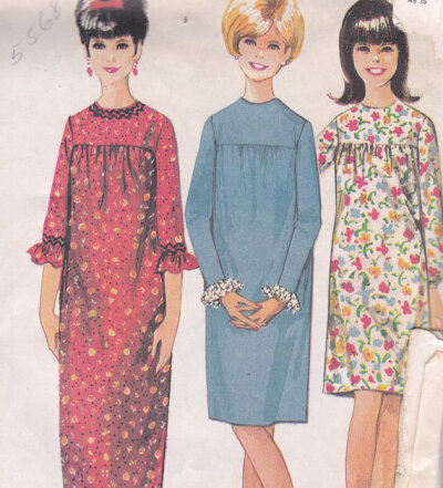 Easy to Sew McCalls 8208 Size 12 Bust 32 dress in 3 versions from 1966 uncut sewing pattern