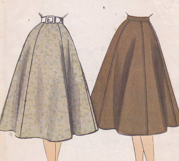 1954 McCalls 9900 Skirt sewing pattern waist 28