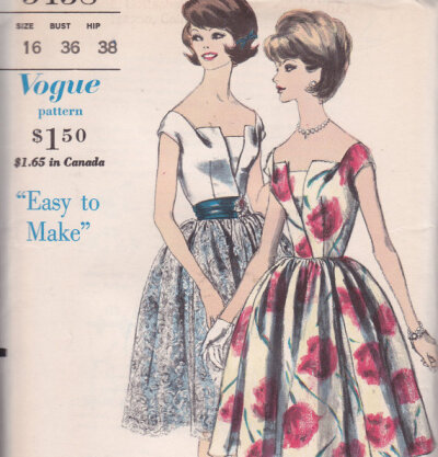Vogue Special Design 5458 uncut Easy to Make Dress and petticoat with original sew in label Size 16 Bust 36 young Fashionables
