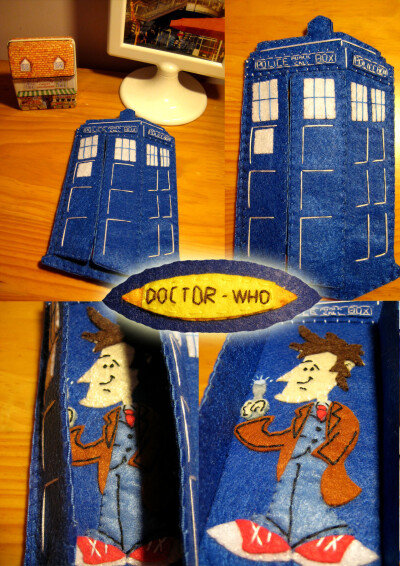 DW#Tardis&Doctor（David Tennant）神秘博士不织布版本一枚，开门就是博士！\(^o^)/新年手机新外衣！参考原型来自堆糖、百度~