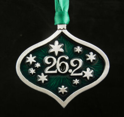 26.2 Marathon Christmas Ornament in Fine Pewter made in the USA