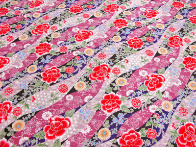 Beautiful Kimono Print Japanese fabric flowers river