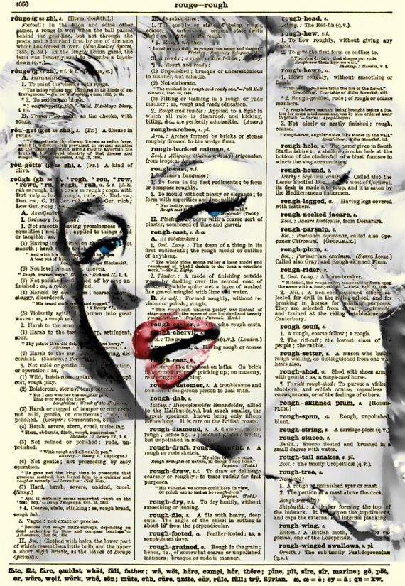 Marilyn Monroe Art Print, Marilyn Monroe Classic Pose, Print on Dictionary Paper, Wall Decor, Book Art, Mixed Media Digital Art