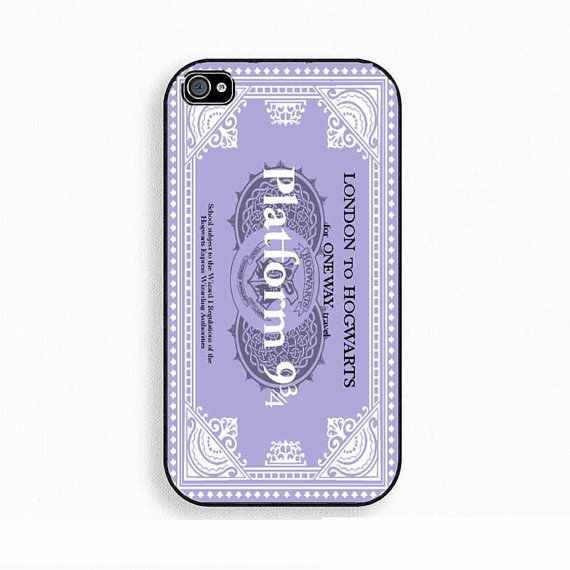 Harry Potter Ticket Platform 934 iPhone Case 4 & 4s, vintage ticket, London to Hogwarts, blue, purple, pink