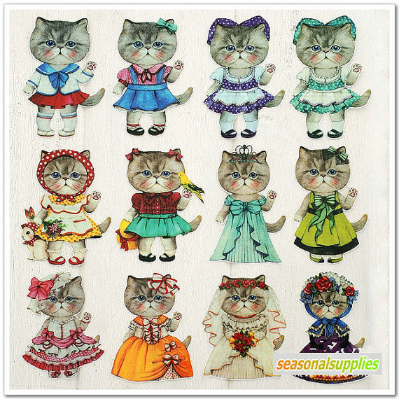 DIY Cloth Art Manual Cloth Decoden Figure Hot Flocking Tape Sticker Plate Backing Painting Cute Cat (ST23)