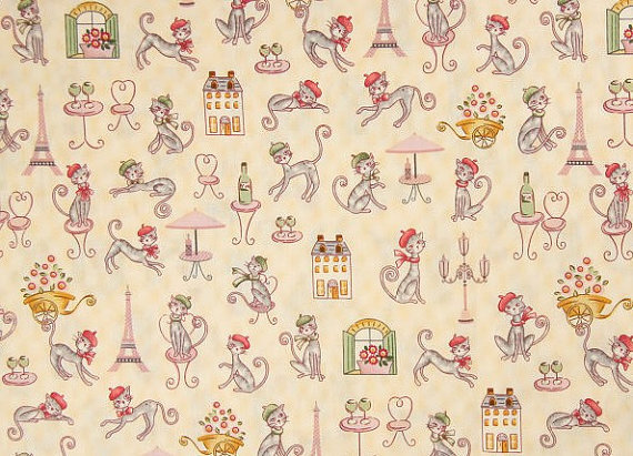 Half Yard Cotton Fabric,Craft,Eiffel Tower,Paris,Sexy Cat,House,Wineglass,Lovely,Cartoon,Pattern,Diy,Fabric(G23)