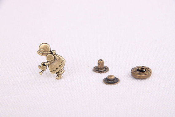 4Pcs Antique bronze Plated Brass Bottons Set,21x11mm,Cute Pattern for Little Girl-(4 in a set)(GN38)