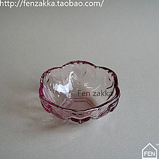 FEN ZAKKA 杂货 出口日本浮雕玻璃小碗 调味碟 甜品杯（粉紫色）