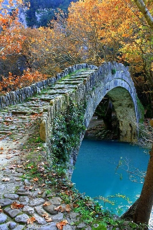 Ancient Stone Bridge, Epirus, Greece photo via liz