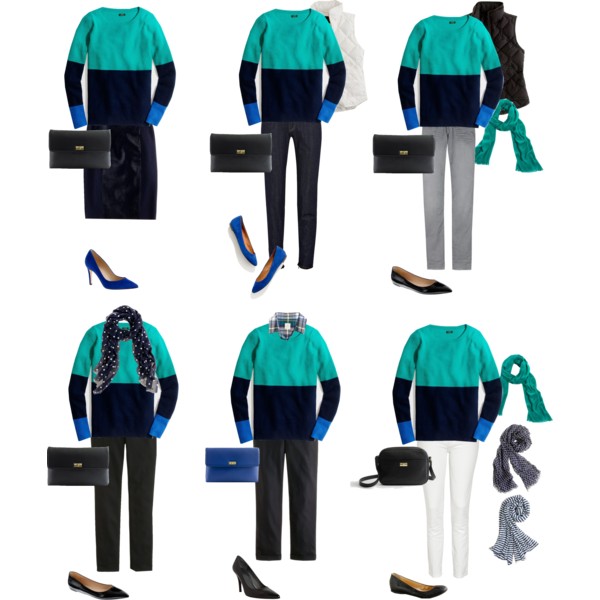 J.Crew Factory Colorblock Cashmere Sweater Styling Ideas