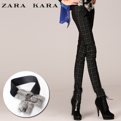 ZARA KARA旗舰店英伦休闲显瘦 格子裤子小脚裤加厚女裤长裤铅笔裤 ￥188.0