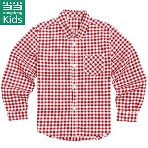 dangdang kids 婴童法兰绒休闲长袖衬衫 DGBZA9712 红白格 140 ￥76.0