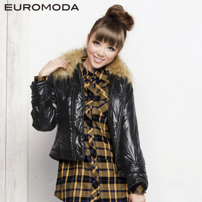 麦考林Euromoda 时空隧道机车夹克大毛领棉服棉衣 ￥269.03