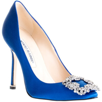 Manolo Blahnik Hangisi Satin Pump Blue Classic