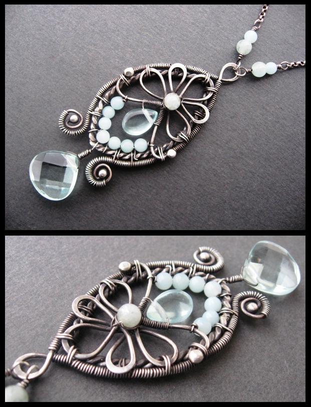 silver aqua necklace