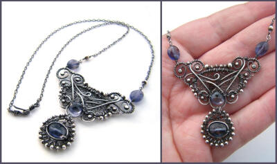 iolite silver necklace