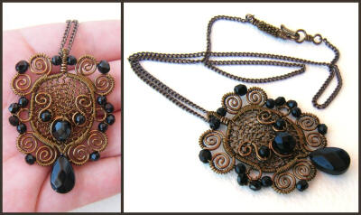 brass and black baroque neckla