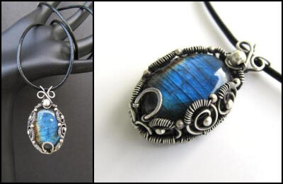 labradorite wire bezel necklace