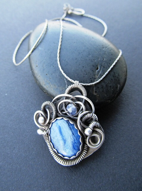 kyanite wire wrapped necklace