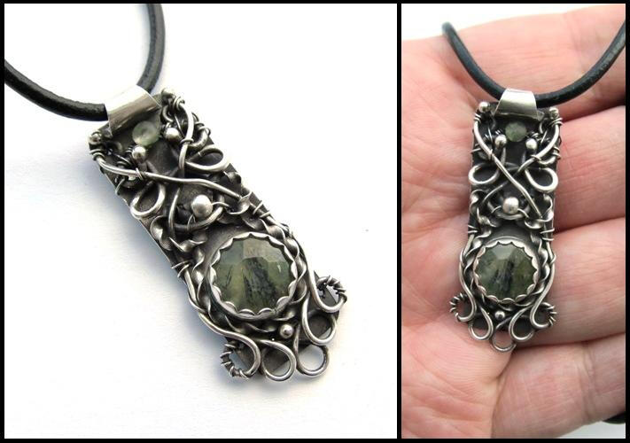 silver + green garnet necklace