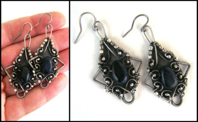 blue goldstone silver earrings