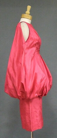 1960s Cerise Silk Taffeta Bubble Cocktail Dress