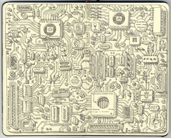 Mattias Adolfsson 的 Moleskine 笔记本插画作品