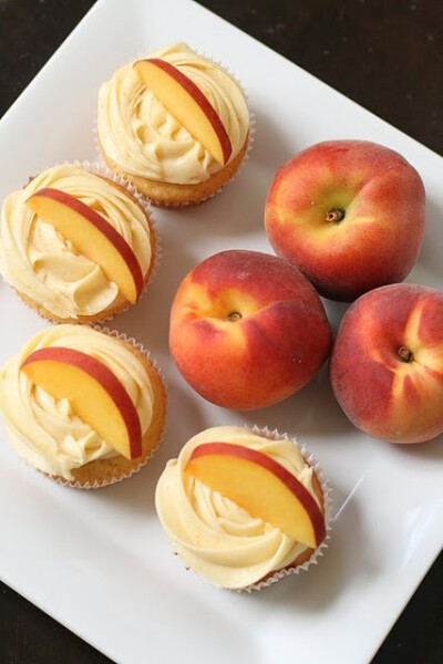 Peach Cupcakes + cream cheese frosting