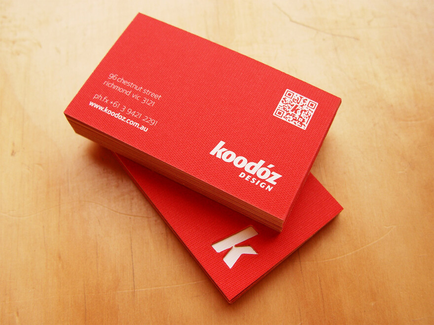 The business card is a combination of a 1 colour run and 3 layers of stock (K.W Doggetts Rives Design) with a Forme Cut shape of the letter ‘k’.