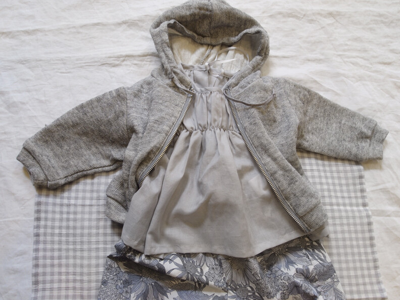 Jersey Hoodie + Baby Knicker Pants Gray