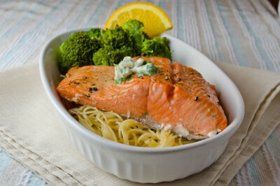 Citrus Baked Salmon with Cilantro Butter