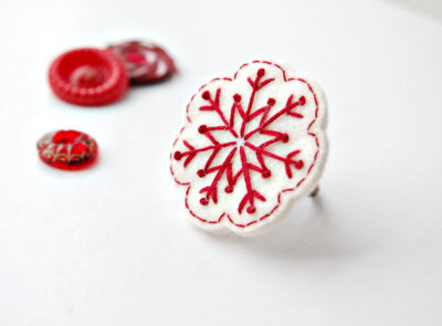 Red Snowflake Ring