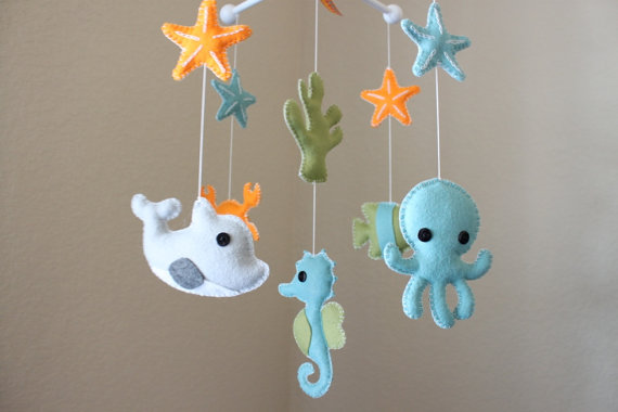 Baby Mobile - Baby Crib Mobile - Ocean Sea Mobile - Nursery Crib Mobile - crab, octopus