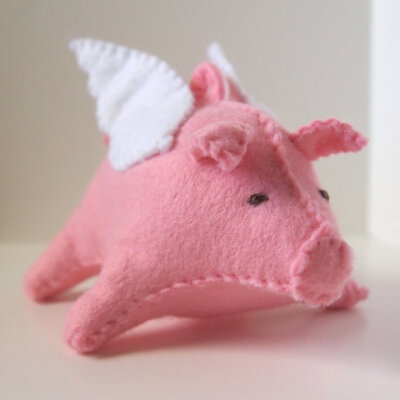 flying pig plush. hand stitched and made-to-order.