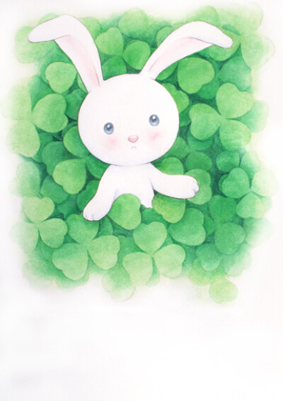 《兔兔与四叶草》想起原来的一组插画，其实蛮适合春天的感觉的