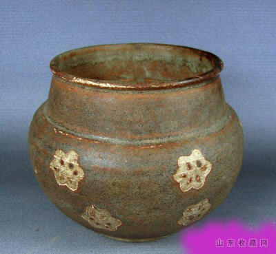元吉州窑剔梅花纹罐_图片