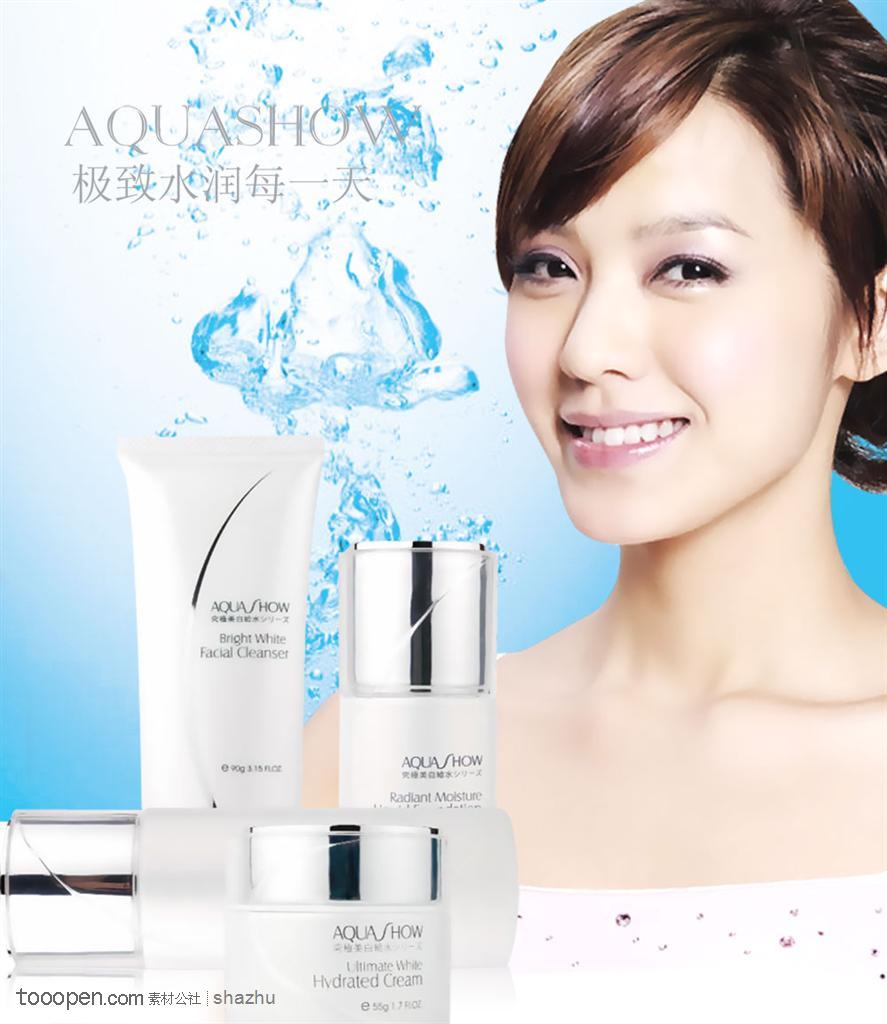 日本清纯美女AQUASHOW化妆品PSD品牌广告PSD素材