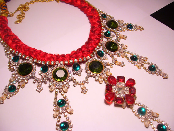 FW 2012 One of a Kind Burgundy Vintage Rhinestone Necklace - DESIRE Collection (Reserved)