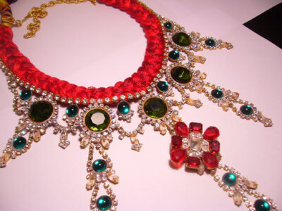 FW 2012 One of a Kind Burgundy Vintage Rhinestone Necklace - DESIRE Collection (Reserved)