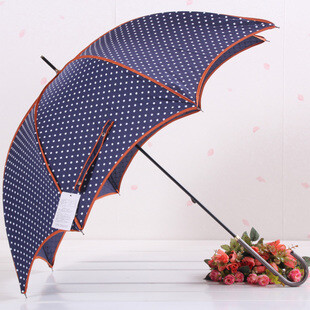 外贸原单wpc波点长柄伞 手开晴雨伞 超美公主伞 防紫外线遮阳伞