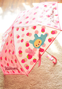 甜美小清新草莓波点晴雨伞/折伞