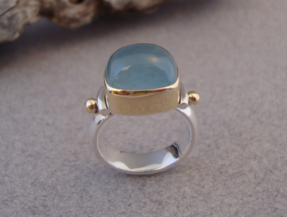 Aquamarine Ring in 18k Gold and Sterling, Gemstone Ring http://www.etsy.com/listing/117786323/aquamarine-ring-in-18k-gold-and-sterling?ref=exp_listing