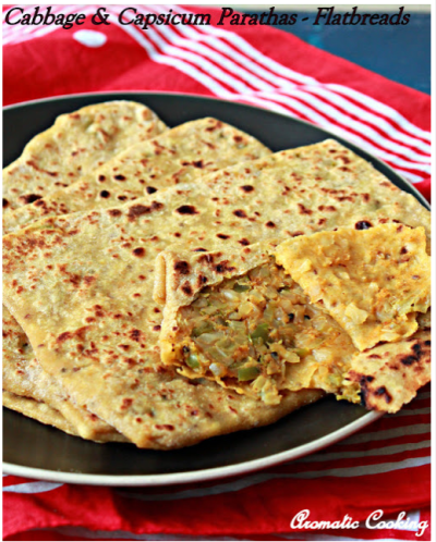 Cabbage and capsicum parathas